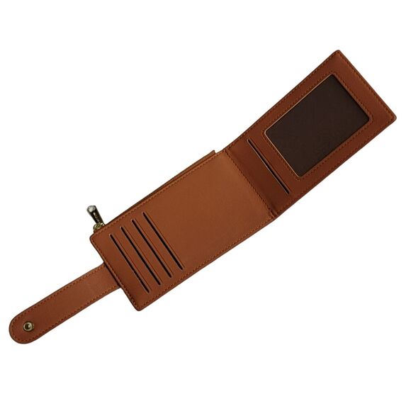 Weichen RFID Card Holder Wallet Brown Faux Leather‎ Folding Snap Closure ID - Picture 11 of 14